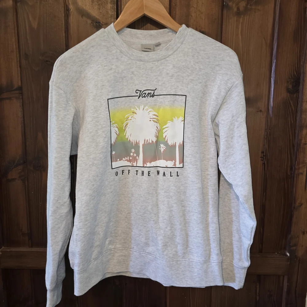 Vans Light Gray Palm Graphic Crewneck Sweater - Picture 1 of 3